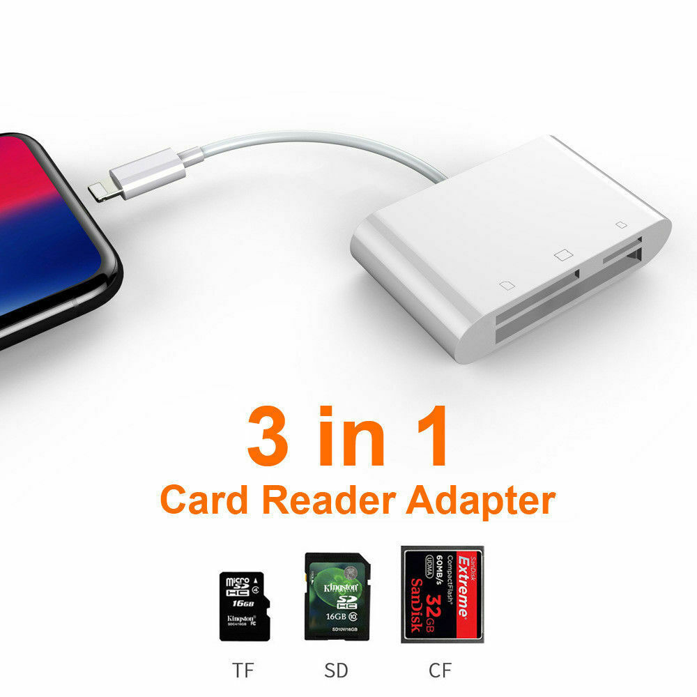 iOS 14 Camera Connection Kit USB TF SD Card Reader for iPad iPhone 12 11 X 8 7 6 - Fresh Stock Dated February 2026