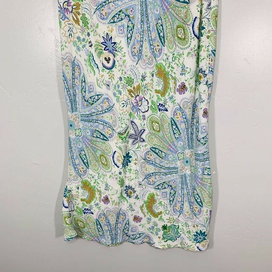 Vintage Y2K White Blue Green Paisley Print High Waist Mermaid Midi Skirt - Fresh Stock Dated February 2026
