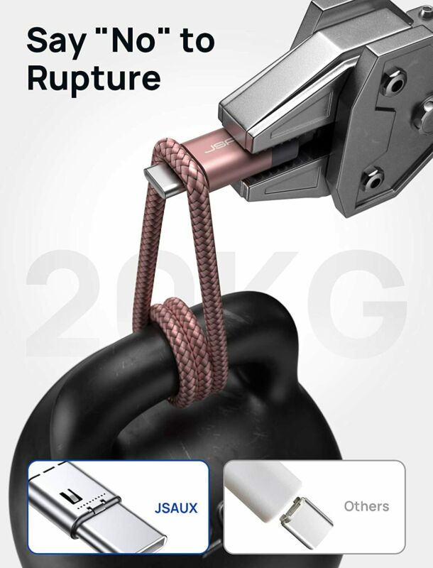 USB Type C Cable 3A Fast Charging [2-Pack 6.6ft], JSAUX 6.6ft, Rose Gold - Fresh Stock Dated February 2026