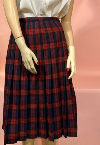 Vtg Schrader Sport Wool Skirt Pleated Plaid A Line Red Blue Union Label Sz 12 - Fresh Stock Dated February 2026