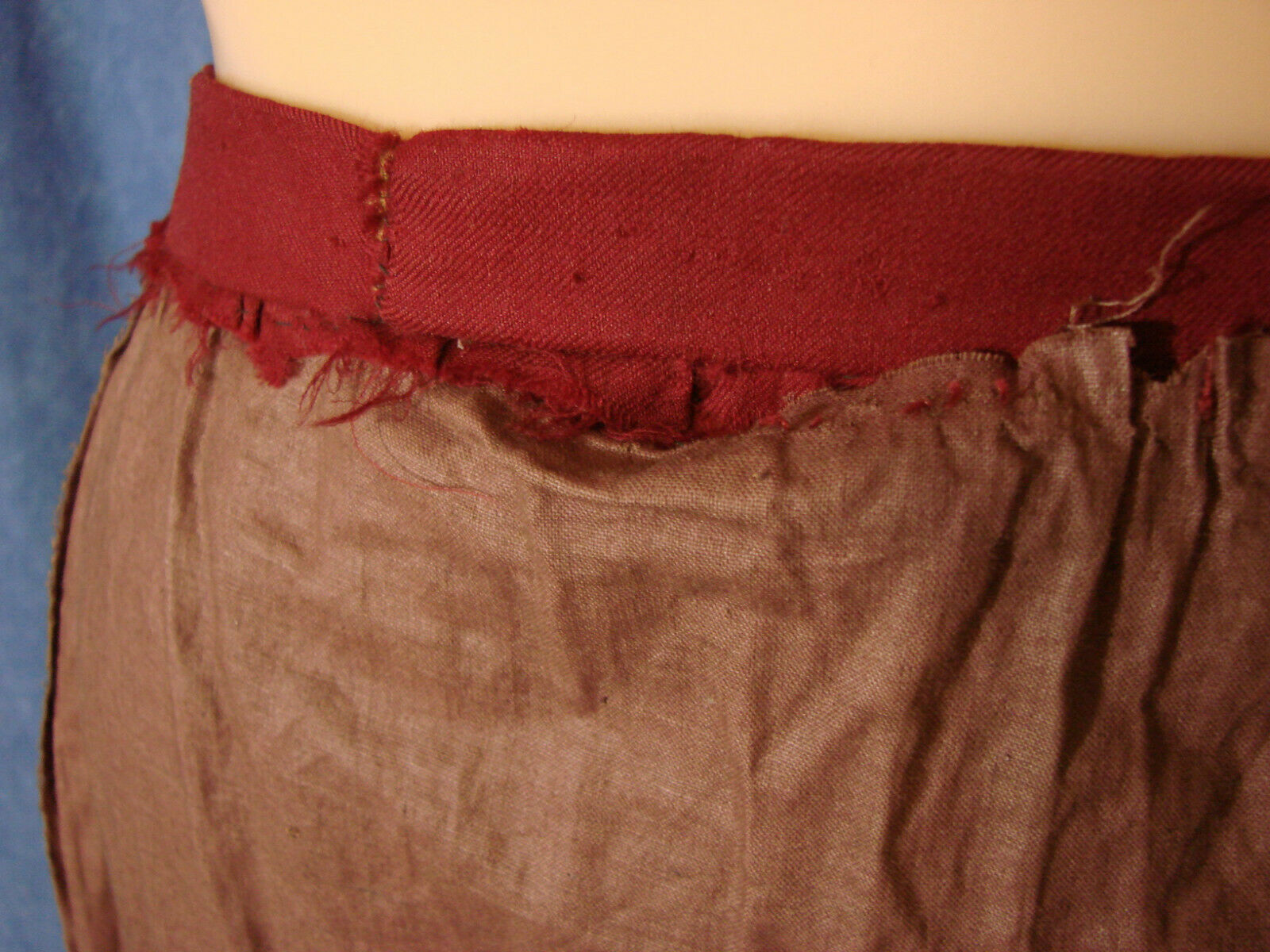 VTG Edwardian Polished cotton Underskirt Skirt Maroon Wool Hem TLC Antique W23 - Fresh Stock Dated February 2026