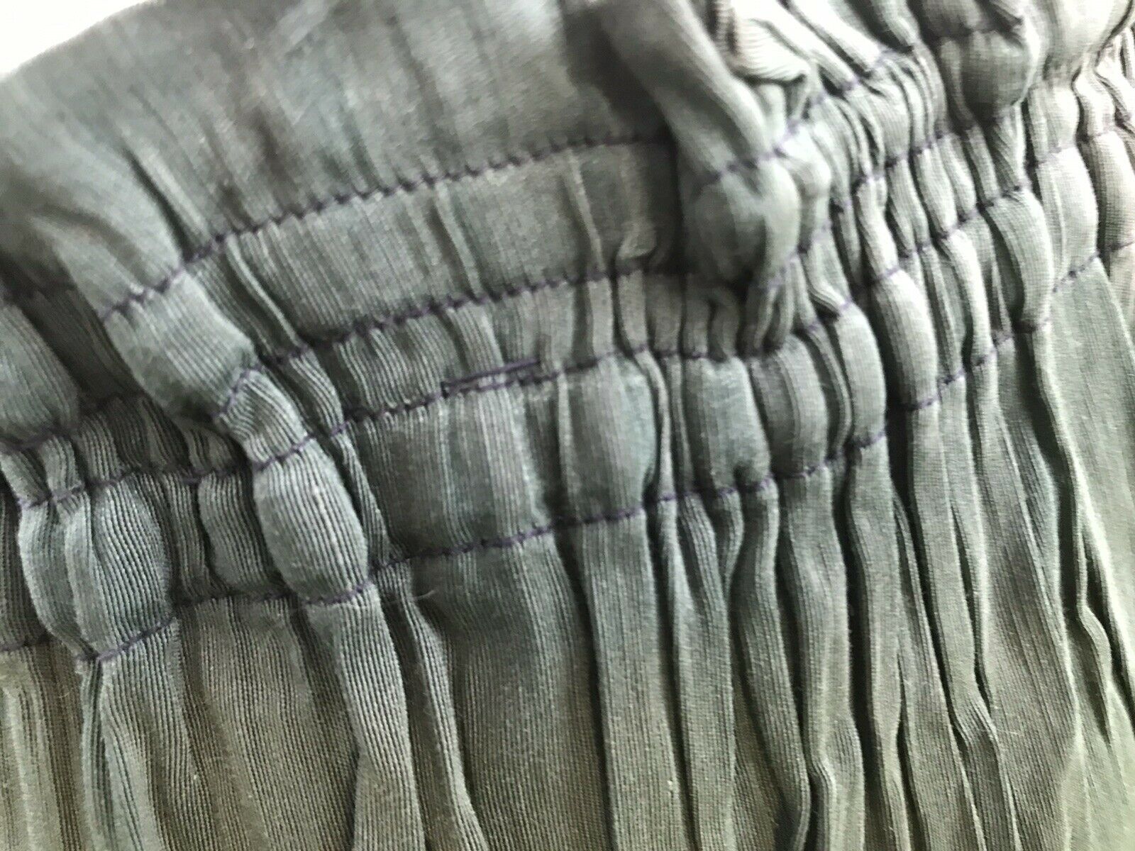 Antique Victorian Women Green Rayon Skirt Shirred Pockets W26