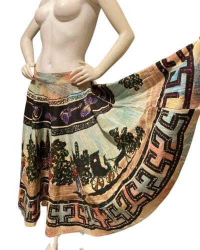 VTG 50s Mexican Full Circle Skirt Hand Painted & Embroidered+Sequins ARTEGREEN - Fresh Stock Dated February 2026