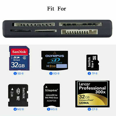 All-In-1 Memory Card Reader USB SD SDHC Mini Micro M2 MMC XD CF Digital Camera - Fresh Stock Dated February 2026