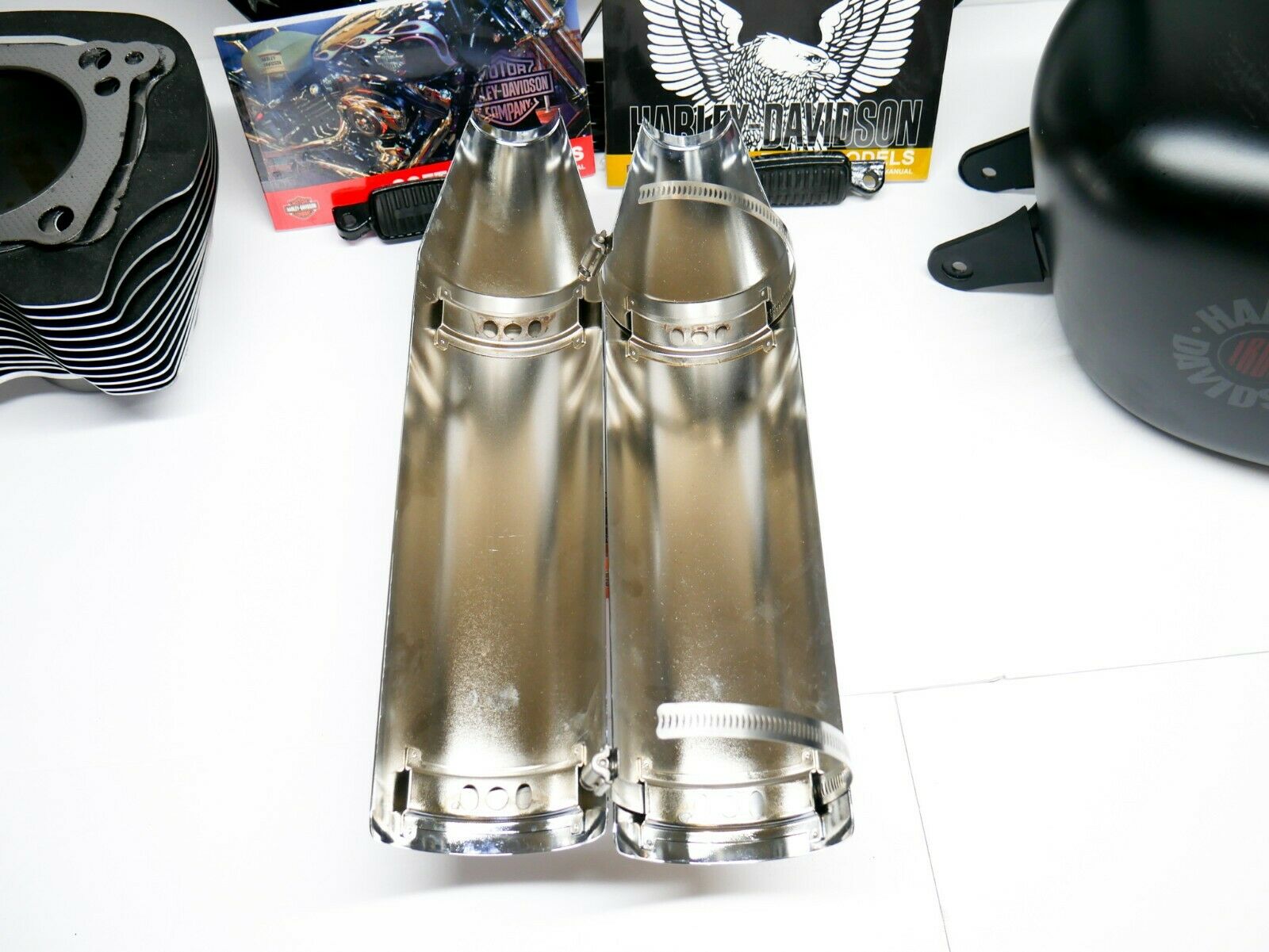 OEM 18-21 Harley Davidson FXBB Softail Street Bob Chrome Exhaust Heat Shield - Fresh Stock Dated February 2026