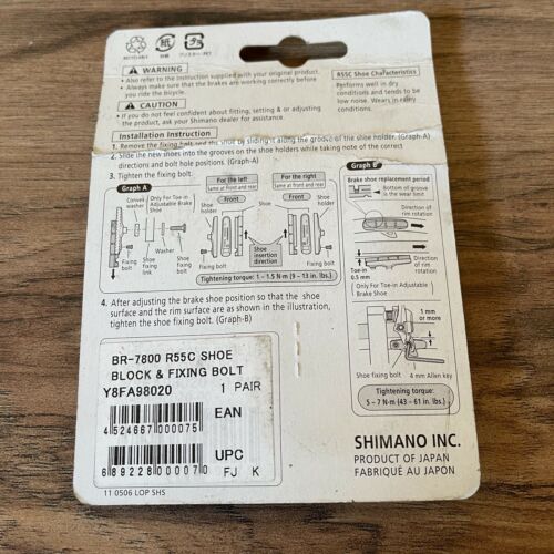 NOS Shimano Dura-Ace BR-7800 Brake Pads Also Fits Shimano 105 - Fresh Stock Dated February 2026