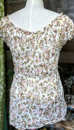 Floral Peasant Prairie Cottagecore Pastel Garden Grunge Blouse Tie Empire Waist - Fresh Stock Dated March 2026