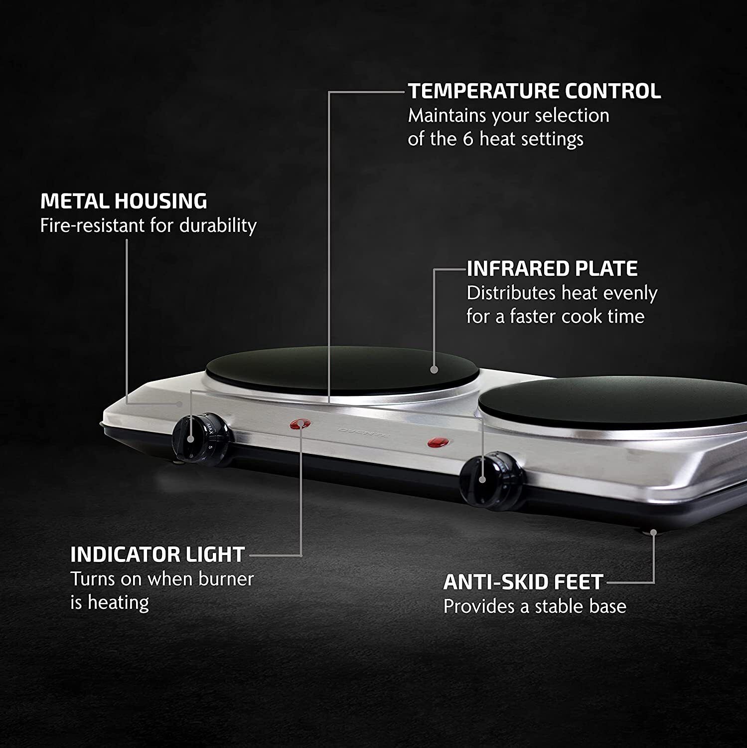 Electric Cooktop Burner Infrared Ceramic Glass Hot Plate 2 Two Cooking Stove - Fresh Stock Dated February 2026
