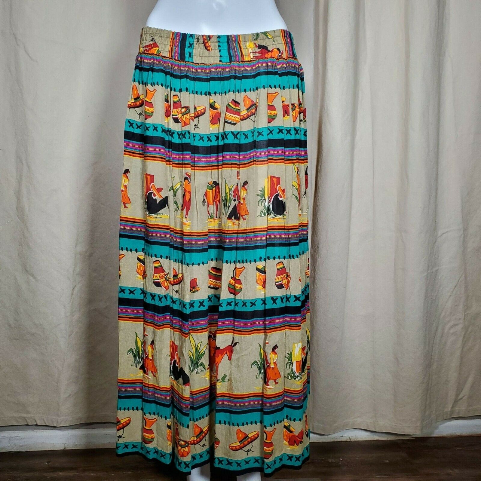 vintage 80s mexican print midi skirt size large - Fresh Stock Dated December 2025