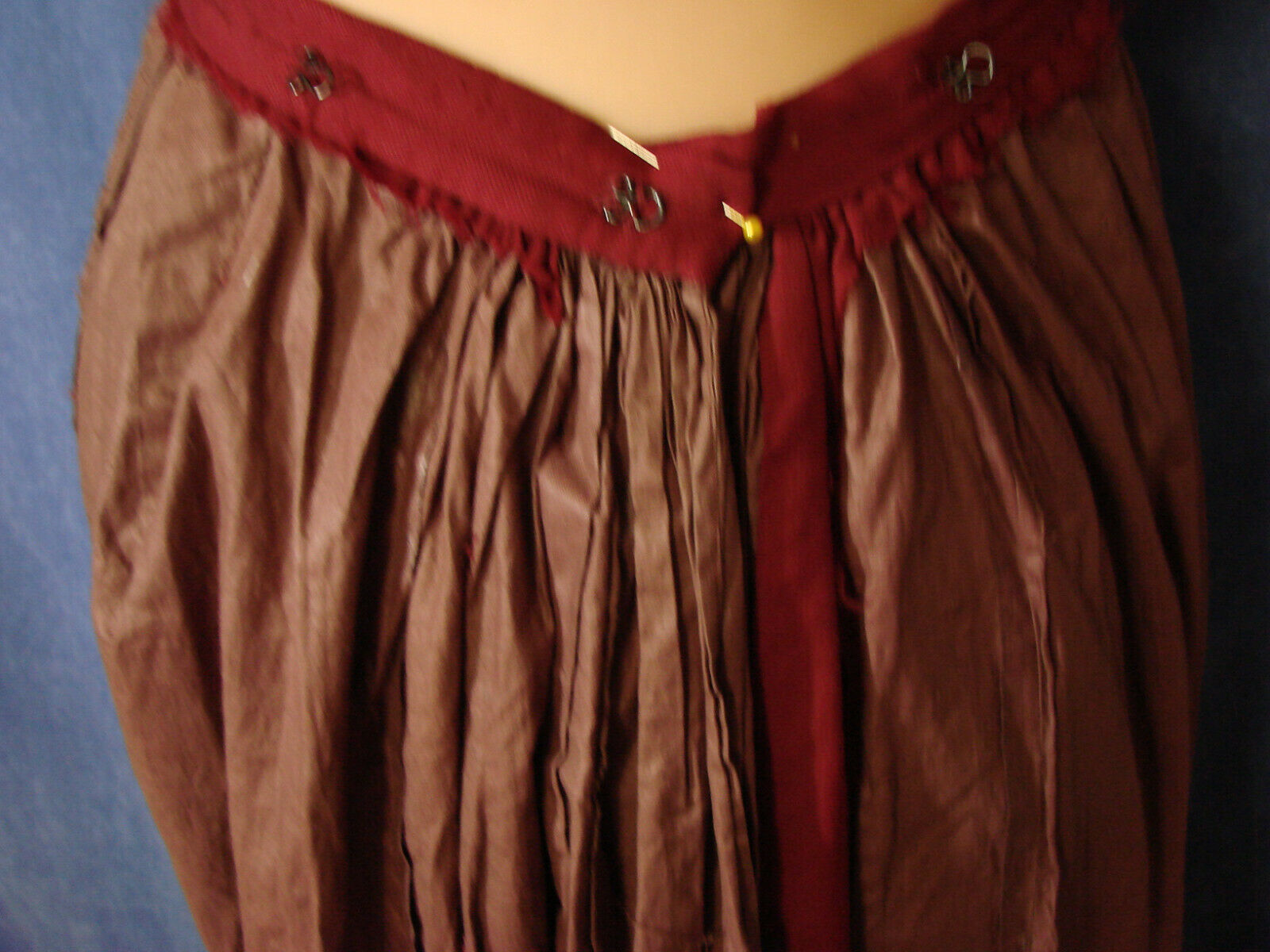 VTG Edwardian Polished cotton Underskirt Skirt Maroon Wool Hem TLC Antique W23 - Fresh Stock Dated February 2026