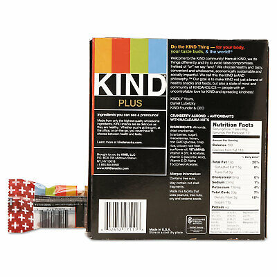 KIND Plus Nutrition Boost Bar Cranberry Almond and Antioxidants 1.4 oz 12/Box - Fresh Stock Dated December 2025