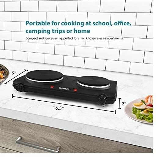 Portable Double Electric Burner HOT PLATE STOVE DORM RV Travel Cook Countertop - Fresh Stock Dated February 2026
