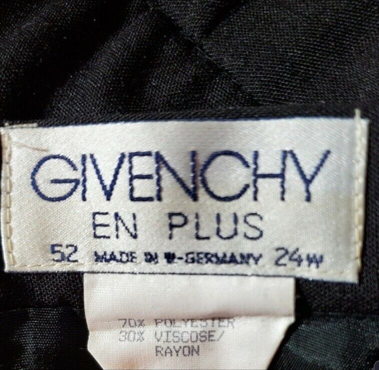 Vtg Givenchy Black Straight Pencil Skirt Plus Size  24w 80s 1980s - Fresh Stock Dated March 2026