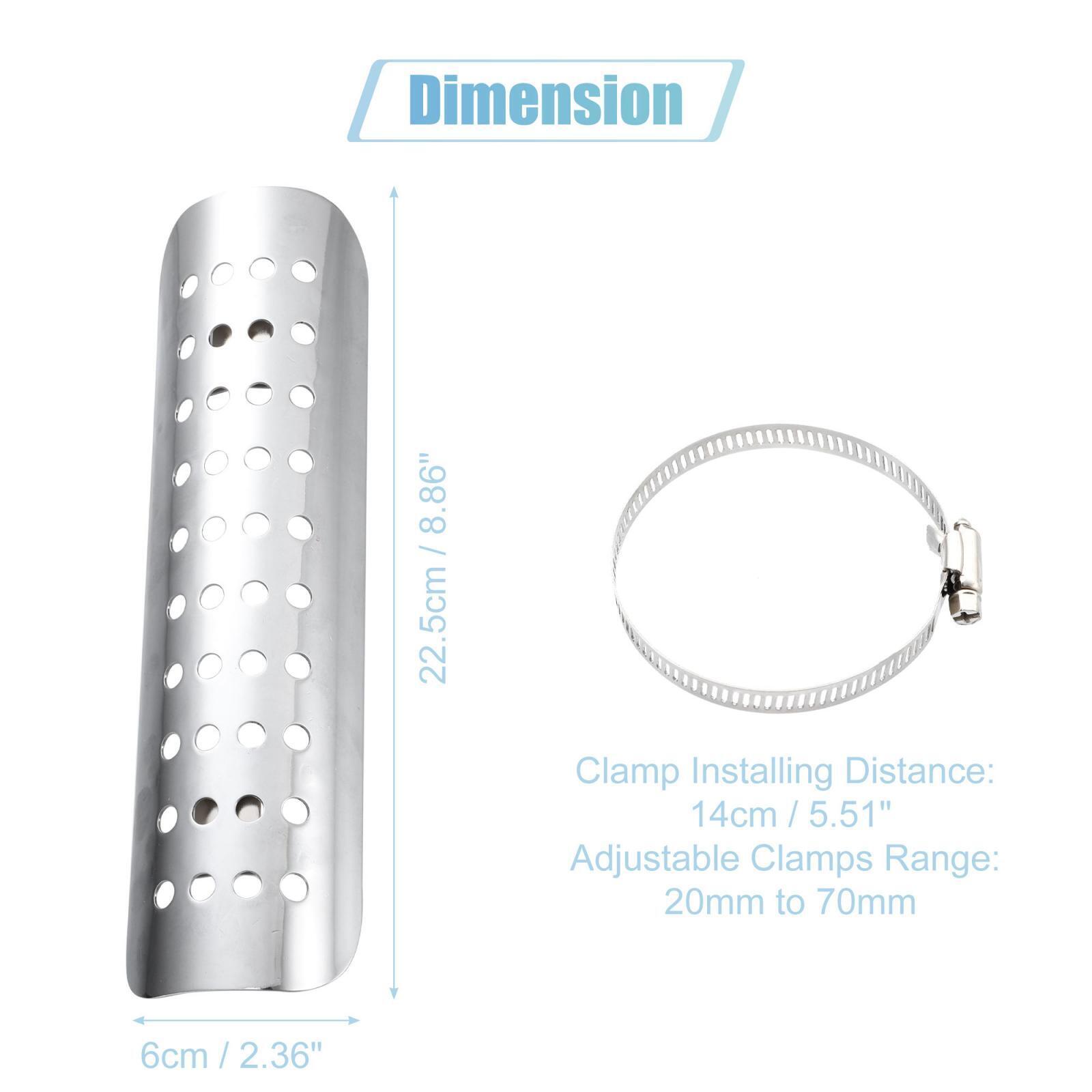 Motorcycle Exhaust Pipe Heat Shield for Harley with 20-70mm Clamps Silver Tone - Fresh Stock Dated February 2026