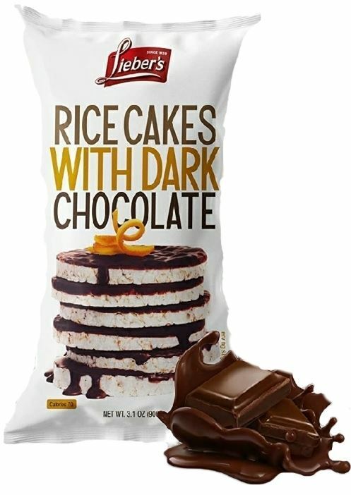 Lieber's Dark Chocolate Covered Rice Cakes, 3.1 oz (Pack of 16) - Fresh Stock Dated February 2026