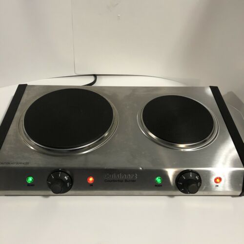 Cuisinart CB-60 Cast-Iron Double Burner, Heavy Duty, Silver - IT WORKS! - Fresh Stock Dated December 2025