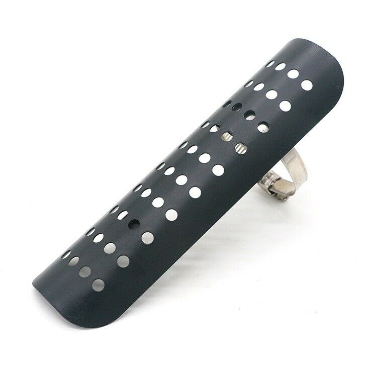 Black Universal Exhaust Muffler Pipe Heat Shield Cover Heel Guard For Motorcycle - Fresh Stock Dated February 2026