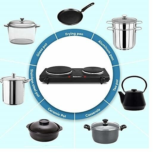 Portable Double Electric Burner HOT PLATE STOVE DORM RV Travel Cook Countertop - Fresh Stock Dated February 2026