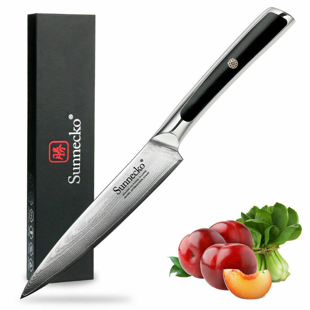 Sunnecko 5 Inch Chef's Utility Knife Damascus VG10 Steel Kitchen Paring Knife AA - Fresh Stock Dated December 2025