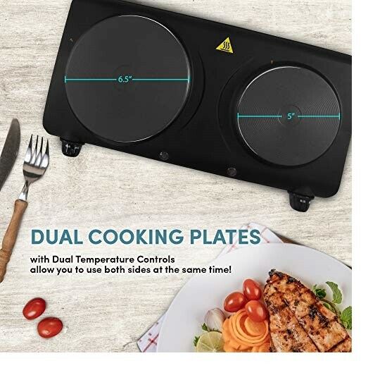 Portable Double Electric Burner HOT PLATE STOVE DORM RV Travel Cook Countertop - Fresh Stock Dated February 2026