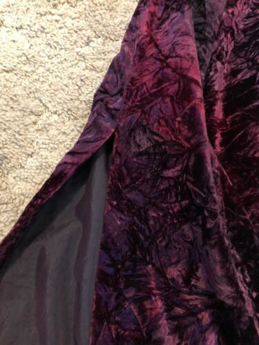 Vintage 90s Womens Red Maroon Crushed Velvet Side Slit Skirt Goth Sexy - Fresh Stock Dated February 2026