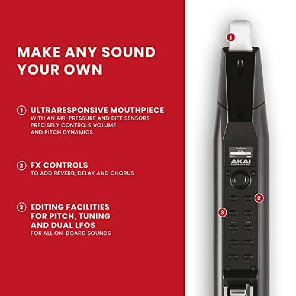 Akai Professional EWI SOLO Electronic Wind Instrument w/ Built-in Speaker Black - Fresh Stock Dated February 2026