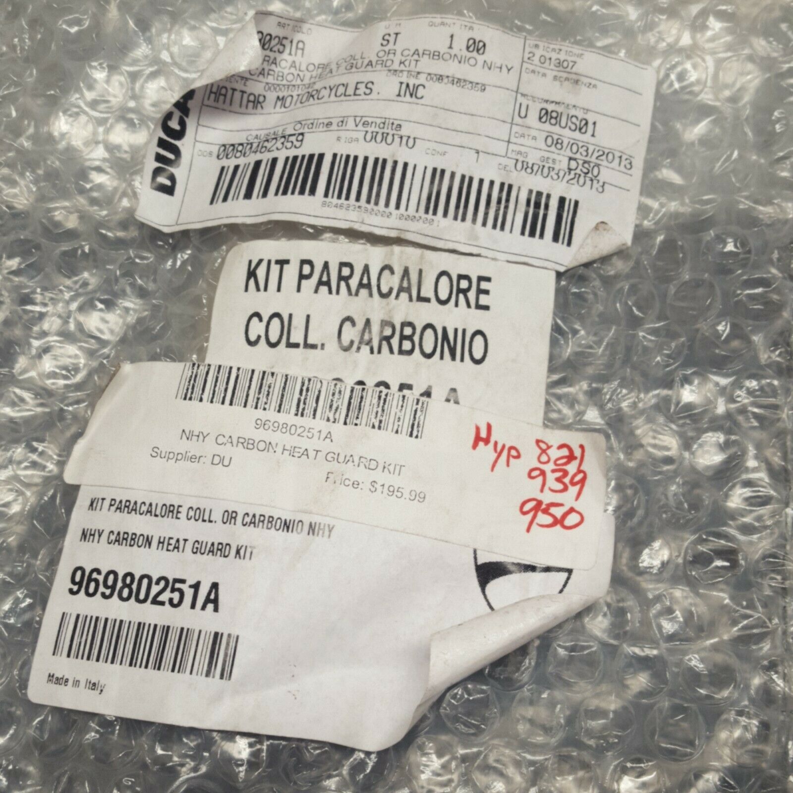 96980251A DUCATI HYPERMOTARD EXHAUST HEAT SHIELD - Fresh Stock Dated February 2026