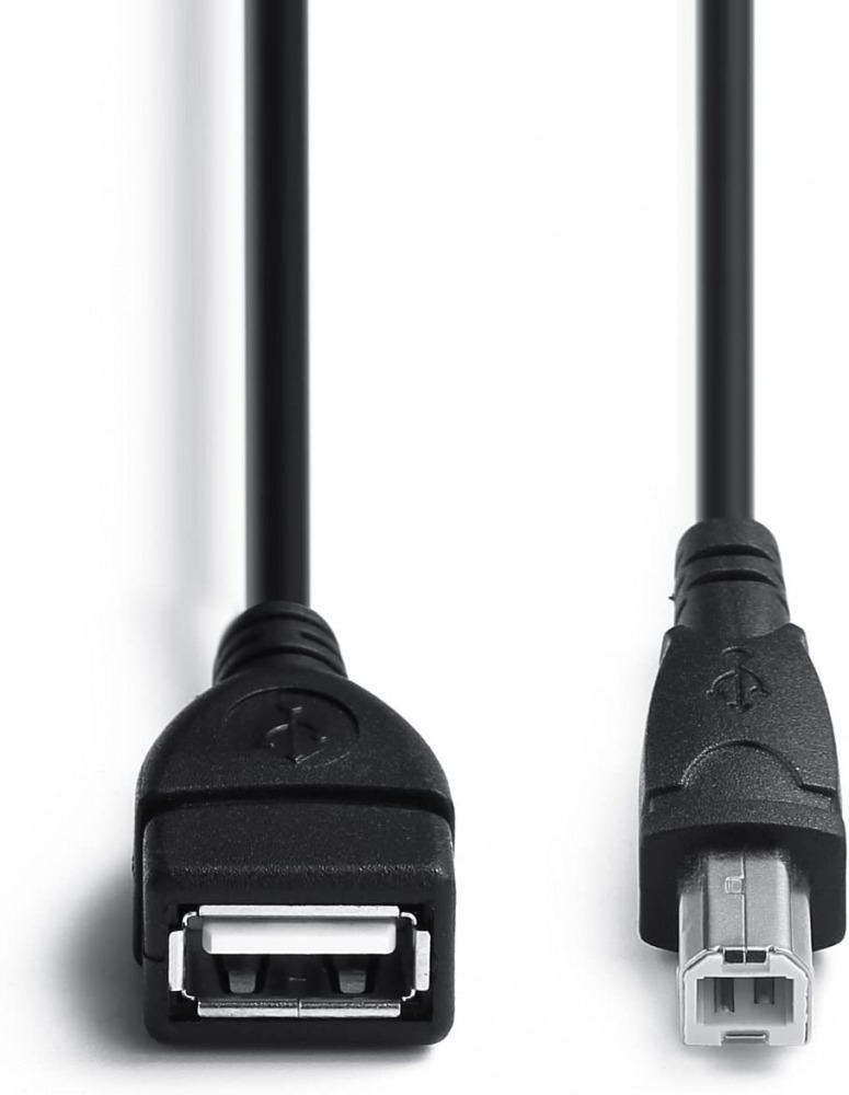 2 Pack USB 2.0 Cable A Female to B Male for USB_A-_B Cables, Black - Fresh Stock Dated February 2026