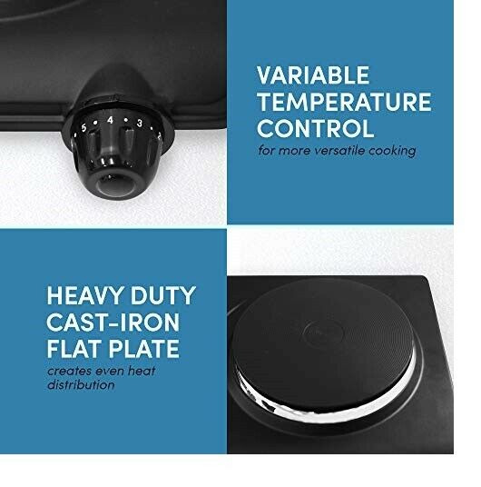 Portable Double Electric Burner HOT PLATE STOVE DORM RV Travel Cook Countertop - Fresh Stock Dated February 2026