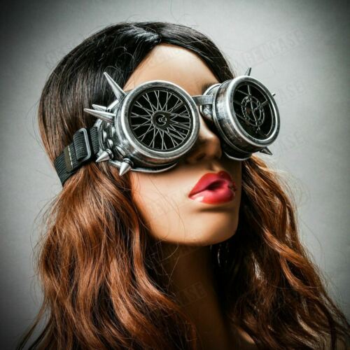 Halloween Steampunk Rivet Vintage Burning Man Costume Party Goggles with Spikes - Fresh Stock Dated February 2026