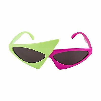 Awesome 80's Party 2-Color Neon Green and Hot Pink Asymmetric Glasses Fashion... - Fresh Stock Dated February 2026