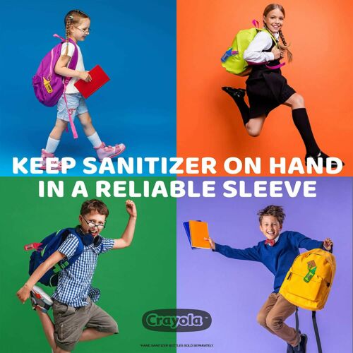 4-Color Keychain Backpack Holder for Crayola 2 oz. Hand Sanitizer for Kids - Fresh Stock Dated February 2026