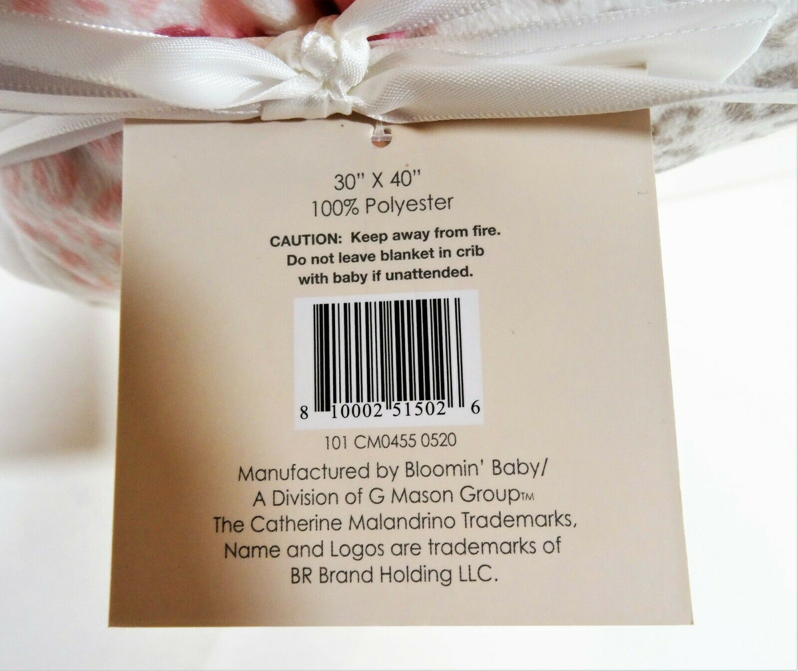 Catherine Malandrino Super Soft Pink Bloomin Baby Blanket New With Tags 30x40