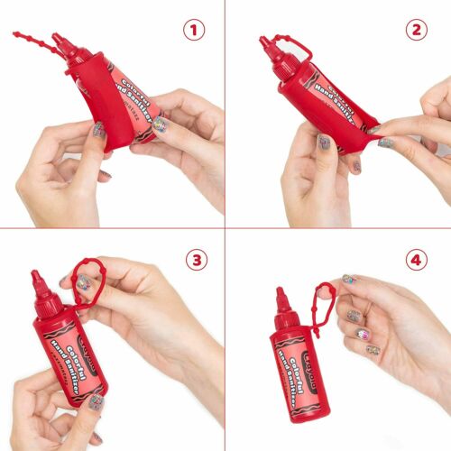4-Color Keychain Backpack Holder for Crayola 2 oz. Hand Sanitizer for Kids - Fresh Stock Dated February 2026