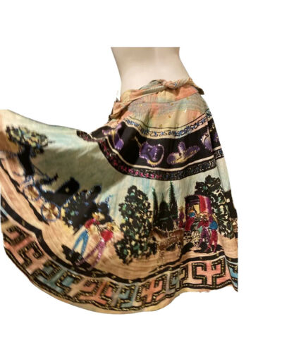 VTG 50s Mexican Full Circle Skirt Hand Painted & Embroidered+Sequins ARTEGREEN - Fresh Stock Dated February 2026