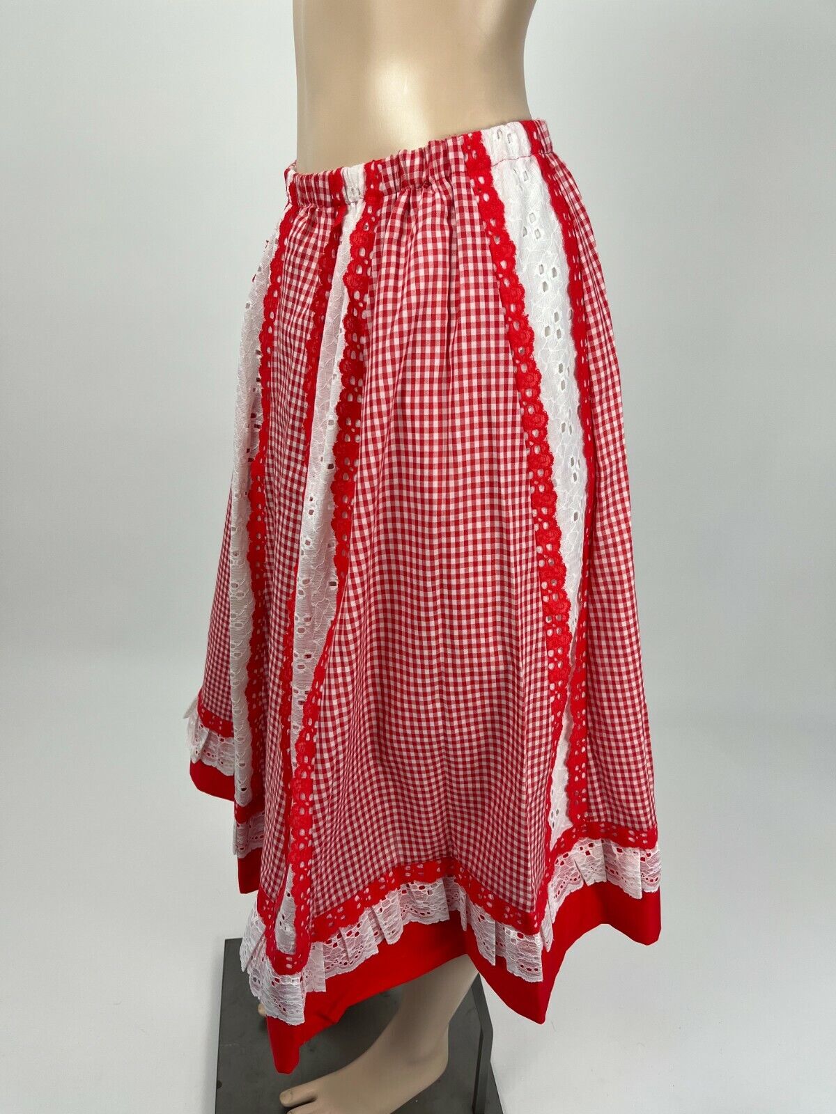 Vintage 70's Carefree Fashions Skirt Patchwork Prairie Gingham Cottage Boho O11 - Fresh Stock Dated March 2026
