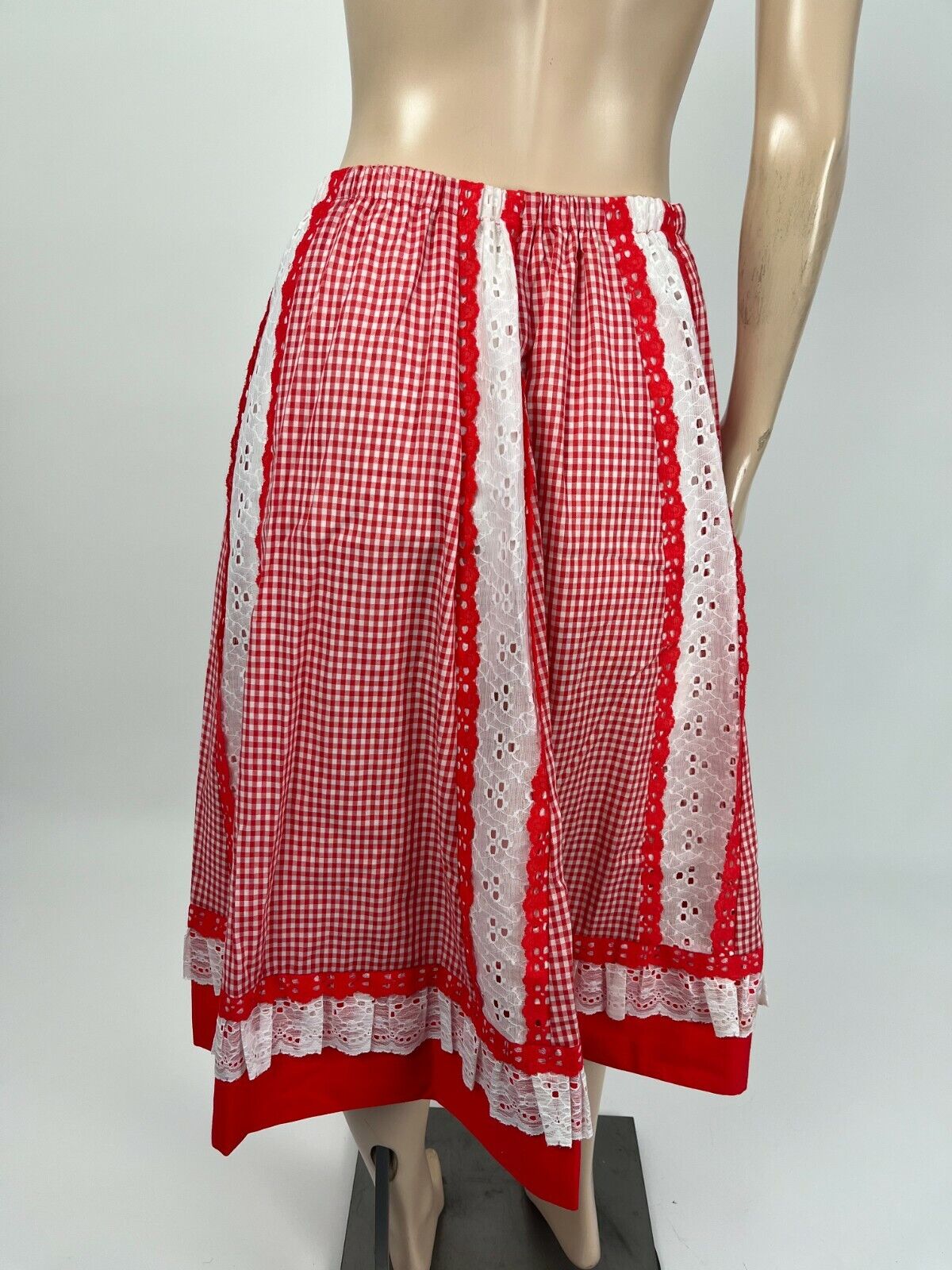 Vintage 70's Carefree Fashions Skirt Patchwork Prairie Gingham Cottage Boho O11 - Fresh Stock Dated March 2026