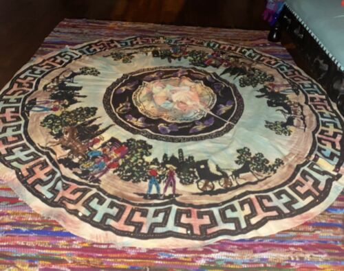 VTG 50s Mexican Full Circle Skirt Hand Painted & Embroidered+Sequins ARTEGREEN - Fresh Stock Dated February 2026