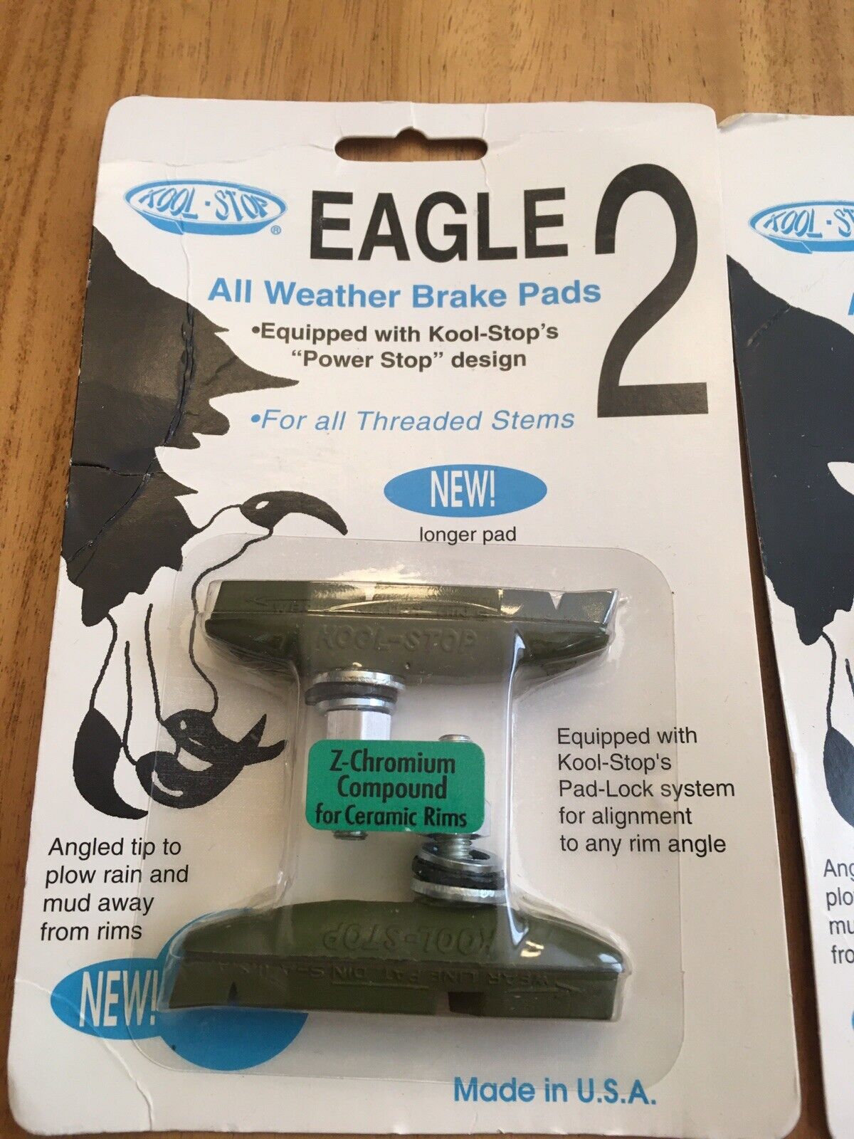 New 2 pair Kool Stop Eagle 2 threaded brake pads Green all weather Ceramic Rims - Fresh Stock Dated February 2026