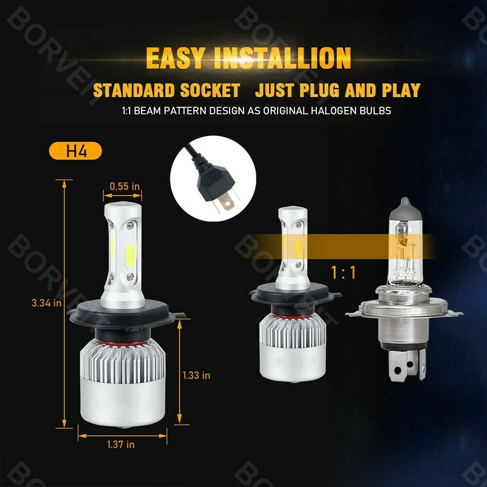 2x H4 White LED Motorcycle Headlight Bulbs Hi/Lo Beam For Honda XR650L 1993-2017 - Fresh Stock Dated February 2026