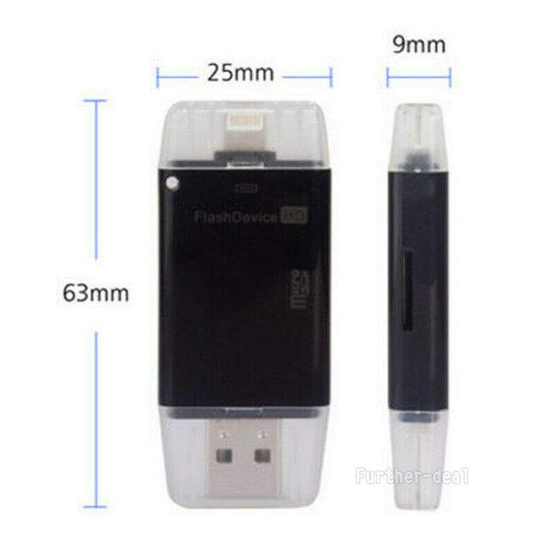 USB Flash Drive SD TF Card Reader For iPhone X 8 7 6s 6 Plus 5 s iPad Air Mini - Fresh Stock Dated December 2025