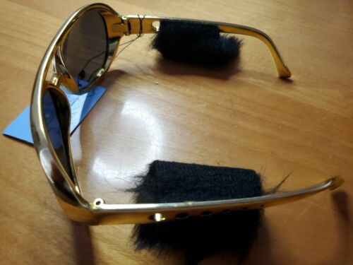 Gold Elvis Costume Sunglasses Side Burns Adult Size Presley king of rock n roll - Fresh Stock Dated February 2026