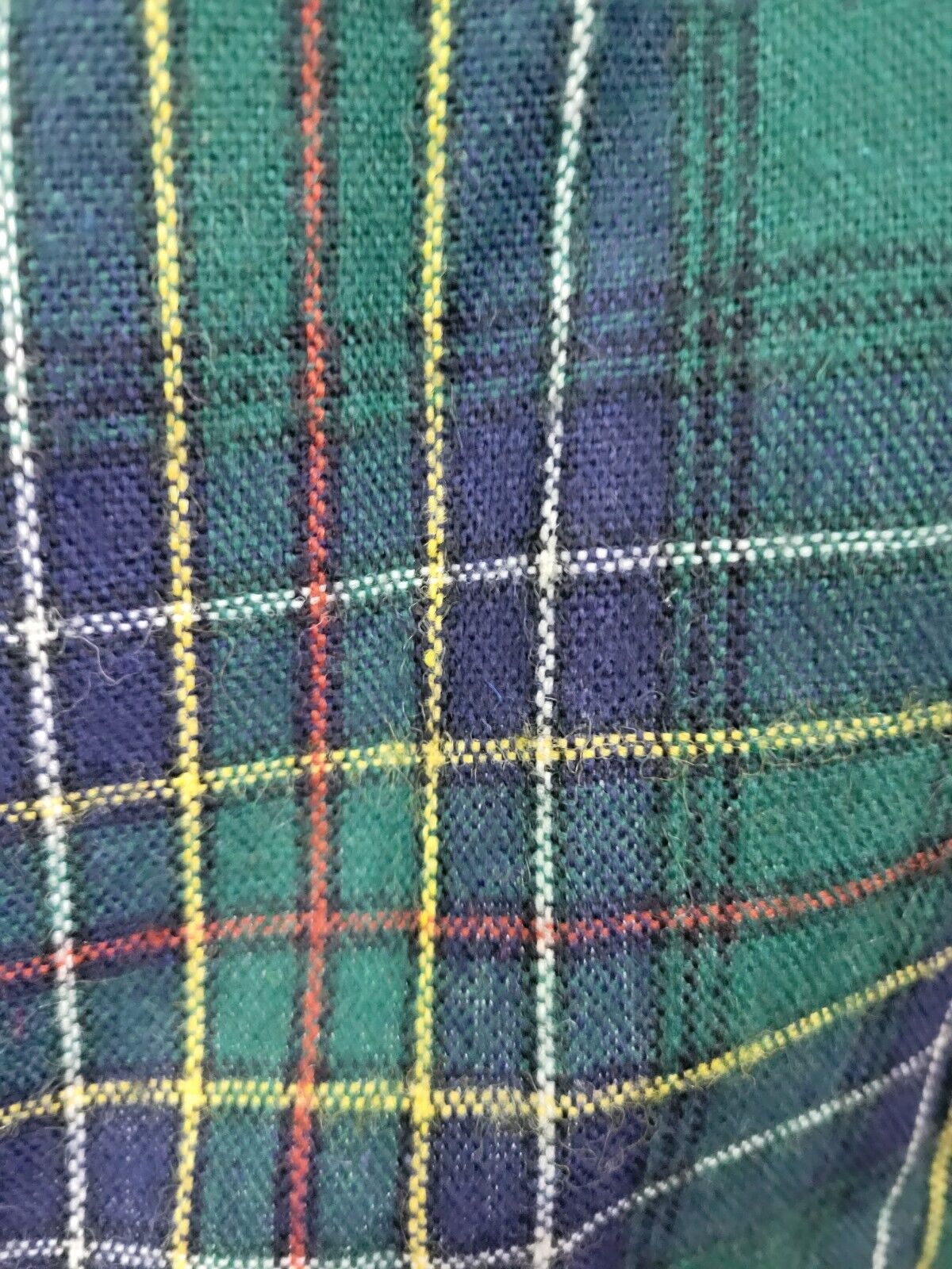 Vintage Green & Blue Plaid Wool Blend Wrap Skirt with Buckle - Fresh Stock Dated March 2026