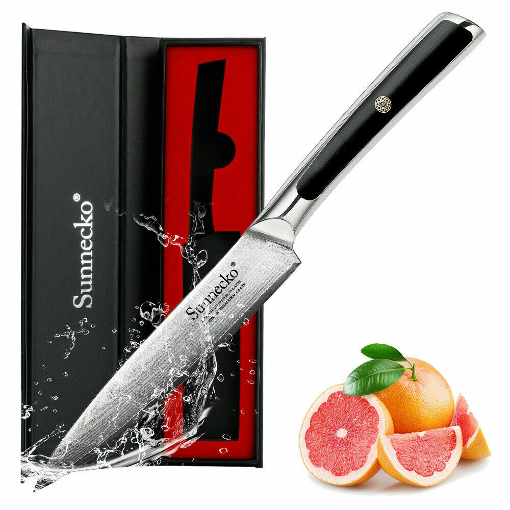 Sunnecko 5 Inch Chef's Utility Knife Damascus VG10 Steel Kitchen Paring Knife AA - Fresh Stock Dated December 2025
