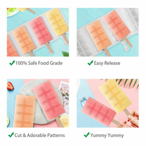 Ice Cream Mold Popsicle Molds Silicone 12 Cavities Homemade Maker Geometric Mold - Fresh Stock Dated February 2026