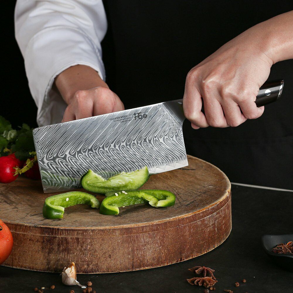 TURWHO 7in Chef Chopper Kitchen Cleaver Knife Japanese VG10 Damascus Steel Knife - Fresh Stock Dated December 2025