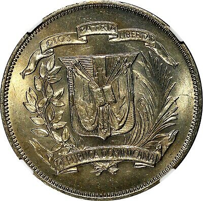 Dominican Republic 1968 1/2 Peso NGC MS65+ PLUS Mintage-600 000 KM# 21a.1 (025) - Fresh Stock Dated December 2025