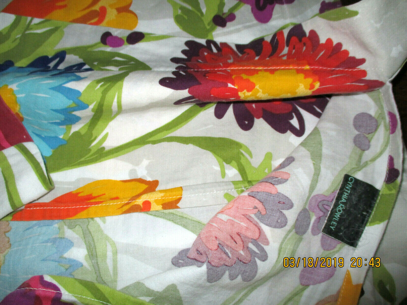 CYNTHIA ROWLEY 1 KING PILLOW SHAM 24X39''MULTI COLOR FLORAL - Fresh Stock Dated December 2025