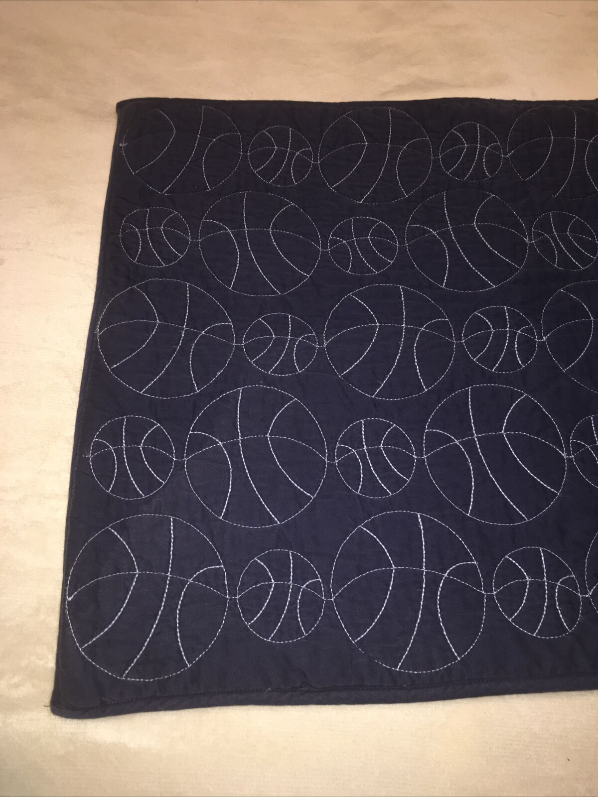 Pottery Barn Kids Navy Blue Reversible Stitched Pillow Sham Basketballs Pattern - Fresh Stock Dated February 2026