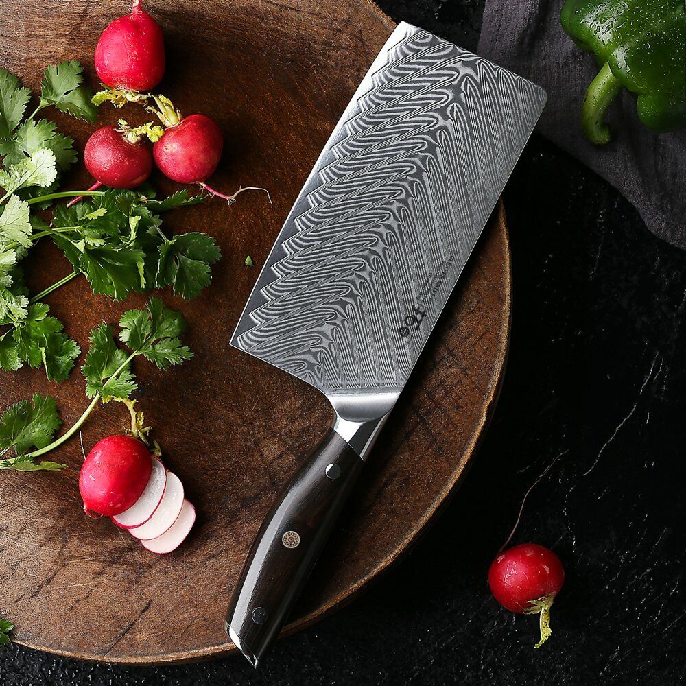 TURWHO 7in Chef Chopper Kitchen Cleaver Knife Japanese VG10 Damascus Steel Knife - Fresh Stock Dated December 2025